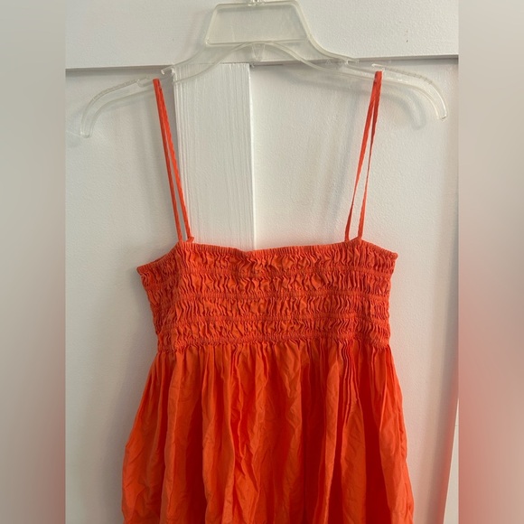 .Tessa Coral orange smocked spaghetti strap maxi dress - Picture 3 of 7